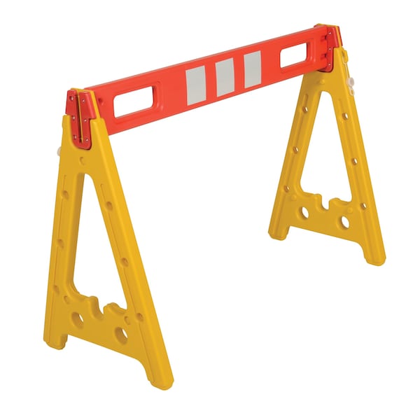Vestil A-Frame Barricade, 44.5W x 19.5L x 31.75H, Plastic, 31.75 Height, 19.5 Length, 9, Yellow/Orange AFB-44 - main